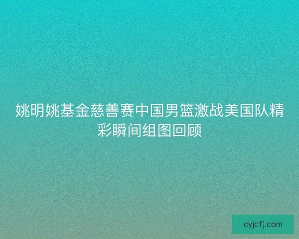 姚明姚基金慈善赛中国男篮激战美国队精彩瞬间组图回顾
