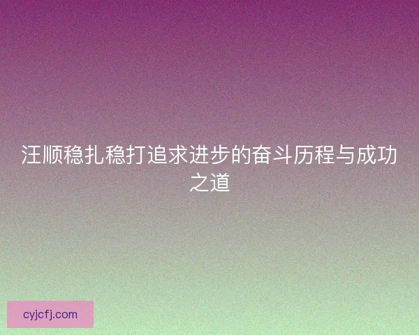 汪顺稳扎稳打追求进步的奋斗历程与成功之道