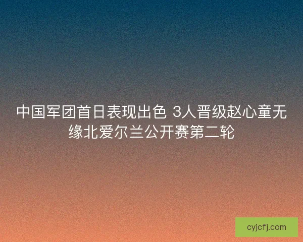 中国军团首日表现出色 3人晋级赵心童无缘北爱尔兰公开赛第二轮